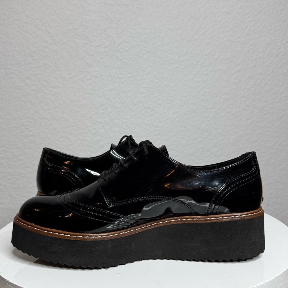 SHELLYS LONDON TOMMY BLACK PATENT PLATFORM OXFORDS - Picture 8 of 15